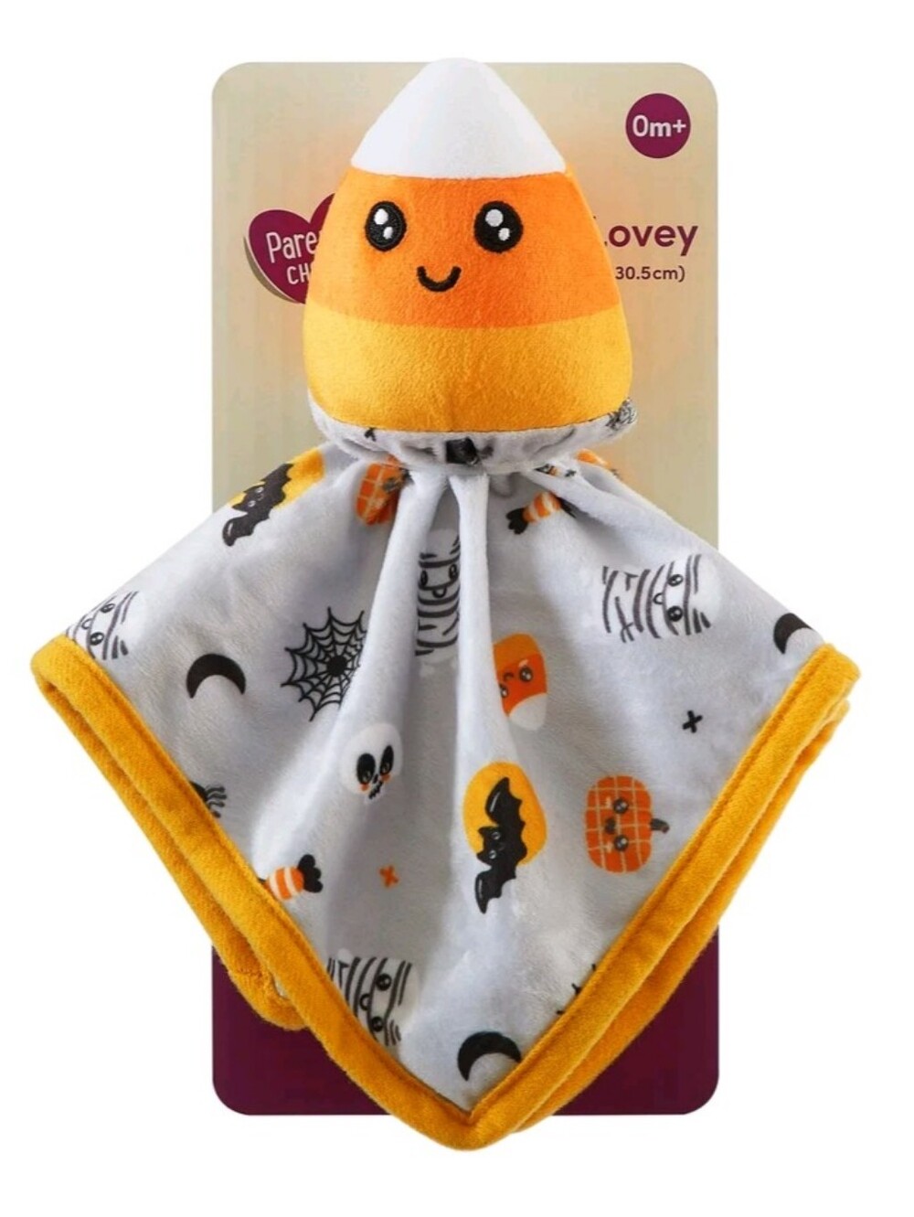 Parent's Choice 12" x 12" Halloween Lovey Security Blanket, Gray New
